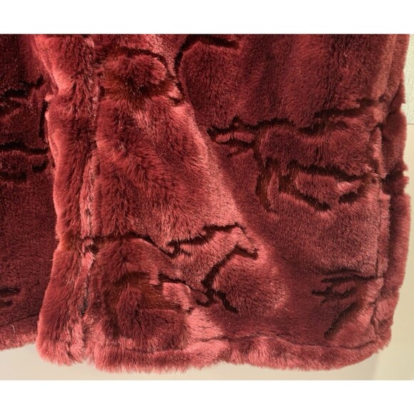 RARE Shaved Silhouette Running Horses Black Mountain Outdoor Deep Pile Coat  Lg - Picture 15 of 16